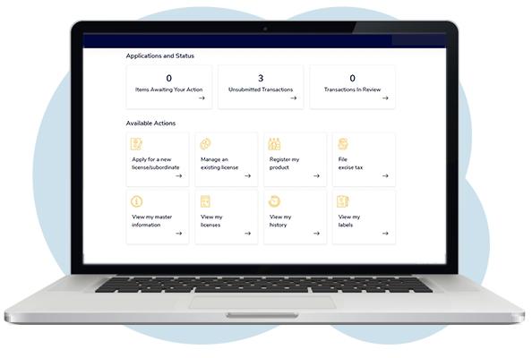 Alcohol Industry Management System dashboard screenshot. 