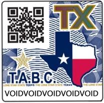 Example of tax ID stamp placed on distilled spirits bottles in Texas