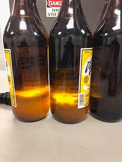 Crystal methamphetamine inside a beer bottle